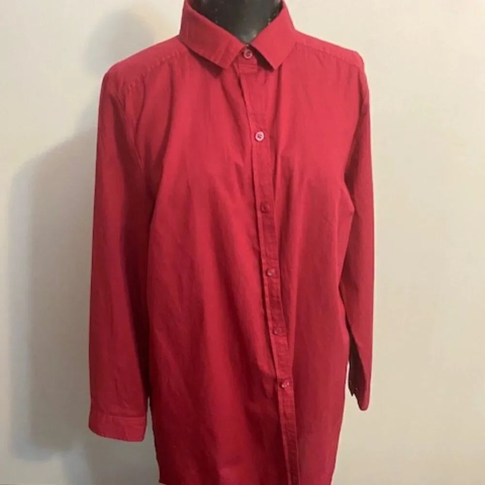 Roaman's Cranberry Button-down pleated back top, size 18W